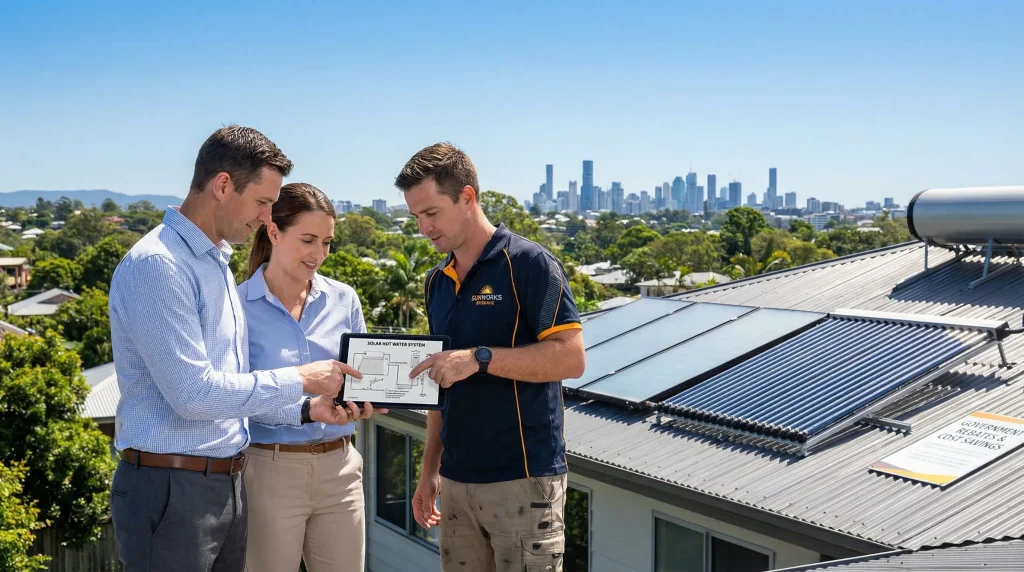 brisbane home with solar hot water panels and expert consultation